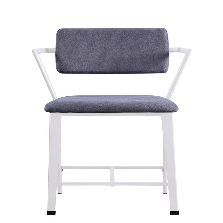 Industrial Style Metal Counter Height Chair, Set of 2, White and Gray-Benzara