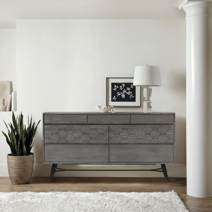 6 Drawer Dresser in Gray Acacia Wood