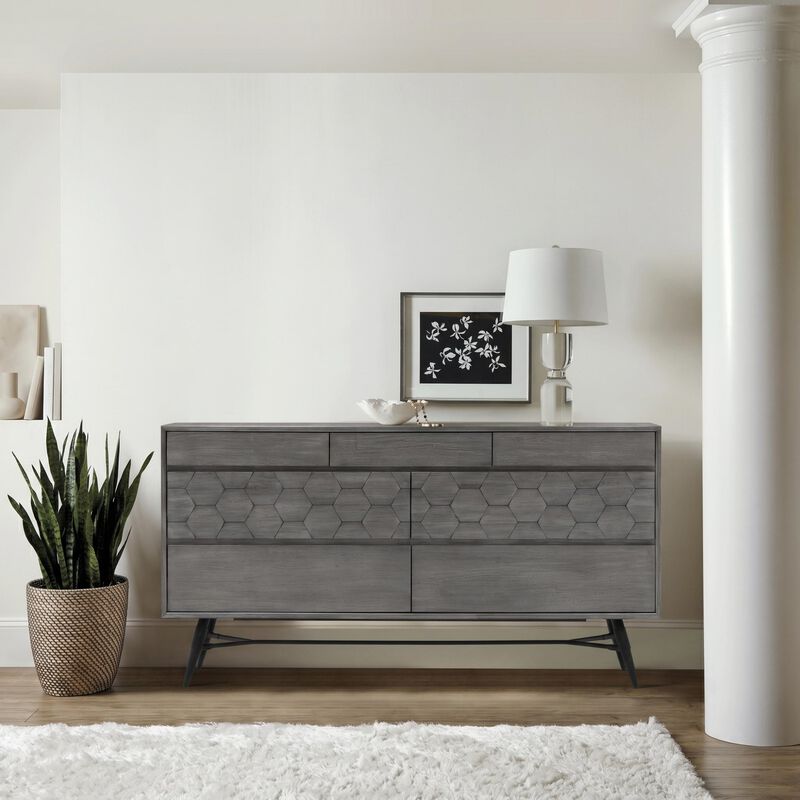 6 Drawer Dresser in Gray Acacia Wood image number 1