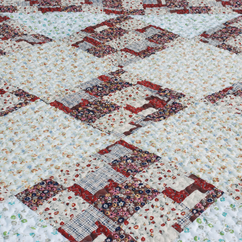 Fantasy Flowers 2 Piece Cotton Floral Quilt Set Soft Quilted Twin Bedding image number 2