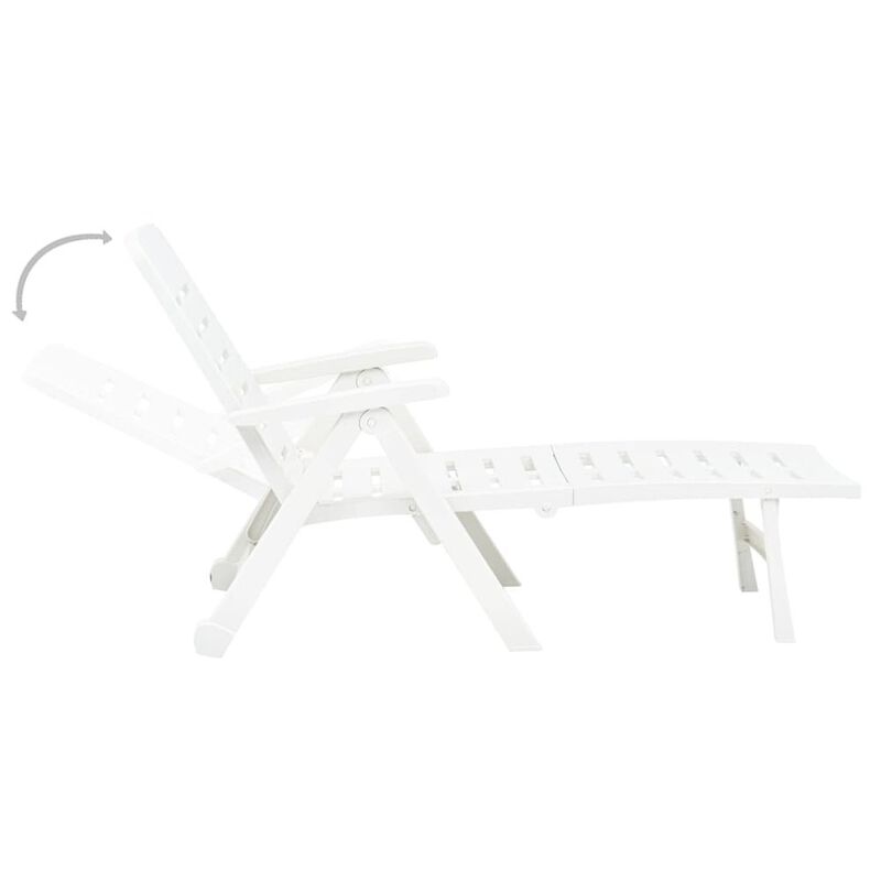 Sunlounger White Plastic Standard Foldable Folding Sun Lounger