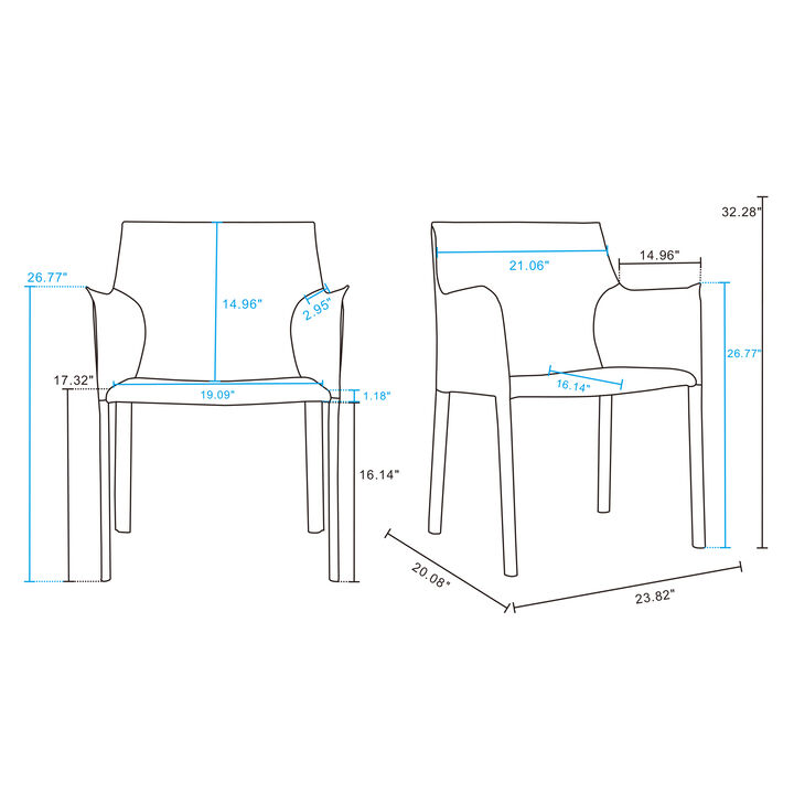 Paris Orange Dining Arm Chairs (Set of 2)