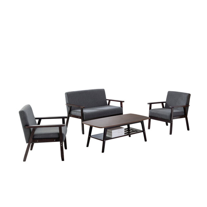 Bahamas Espresso Coffee Table Loveseat and 2 Chair Set