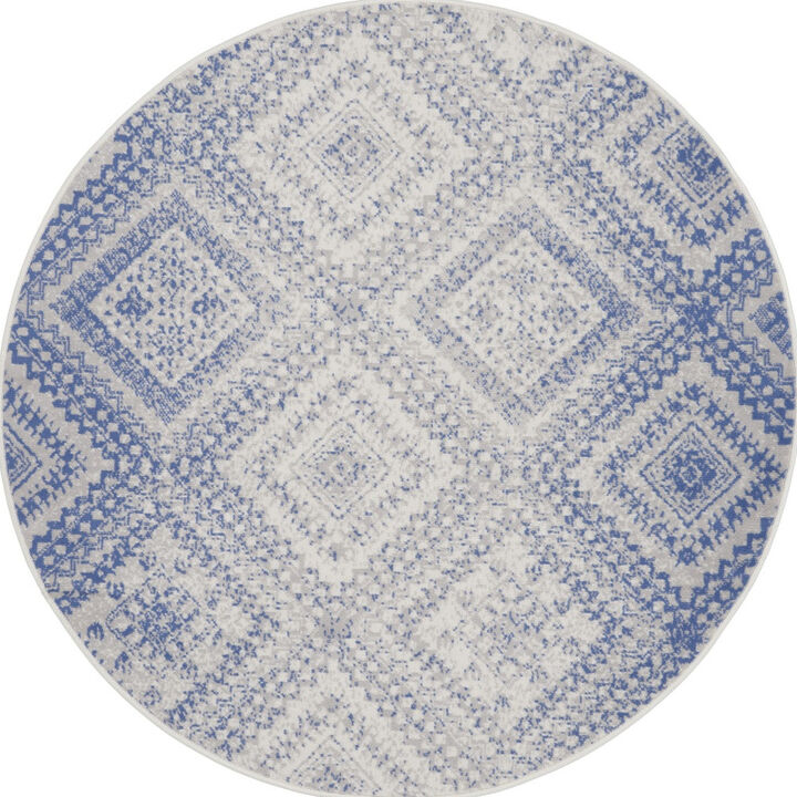 HomeRoots Geometric Distressed Round Rug