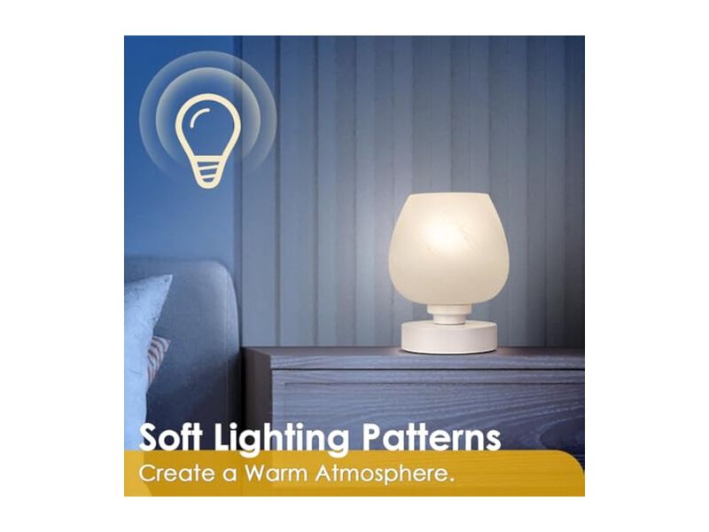 Dimmable LED Glass Table Lamp For Bedroom Nightstand Bedside Bulbs Included image number 2