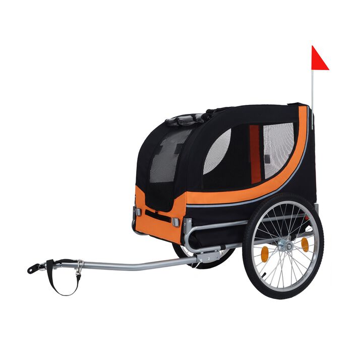66LB Capacity All-Terrain Folding Dog Bike Trailer-Steel Frame for Cycling & Camping