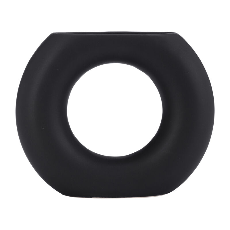 Cer, 5" Donut Vase, Black image number 0