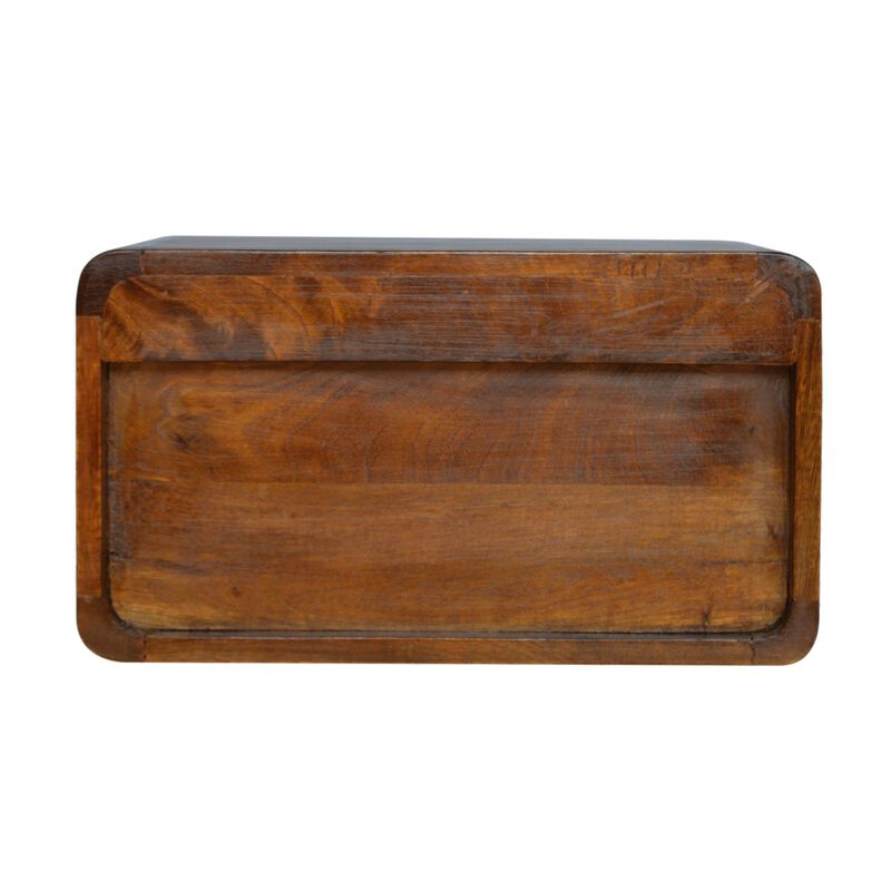 Curved Chestnut Wall Mounted 1 Drawer with Open Slot Solid Wood Nightstand