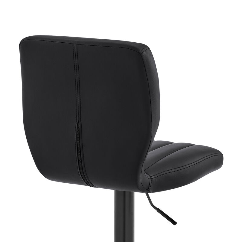 Bardot Adjustable Height Black Faux Leather Swivel Stool