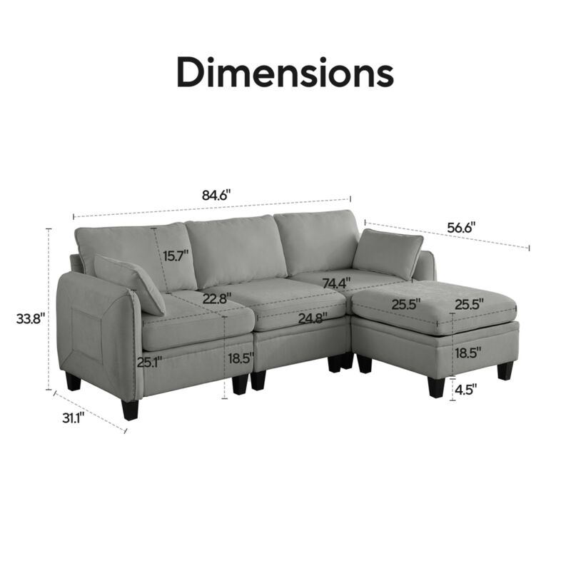 Lomfad Chenille Modular L‑Shaped Sectional Sofa image number 9