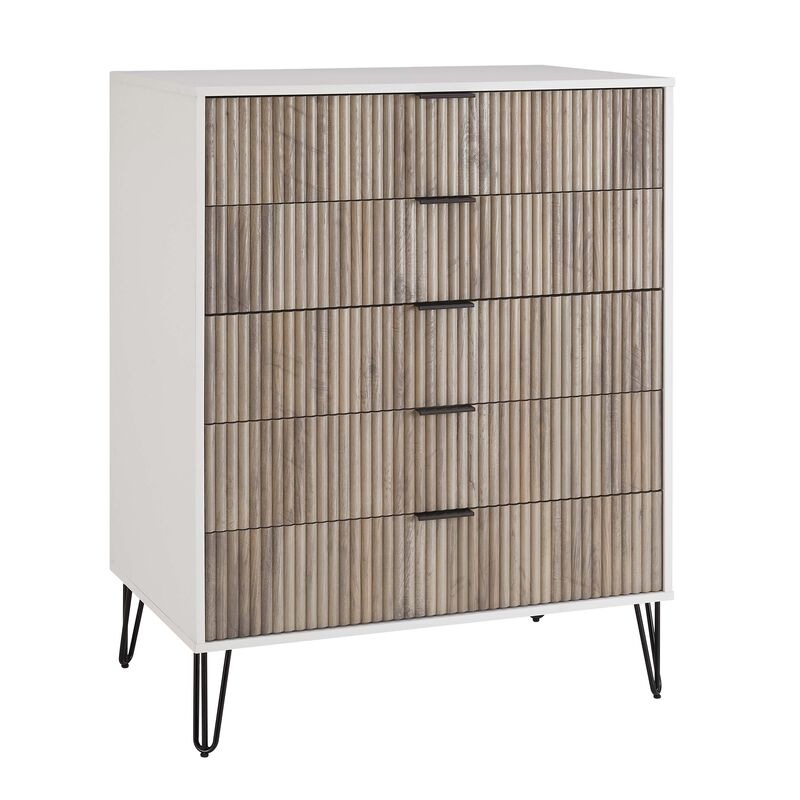 Dumbo Chest and 2-Drawer Nightstand in White and Gray image number 2