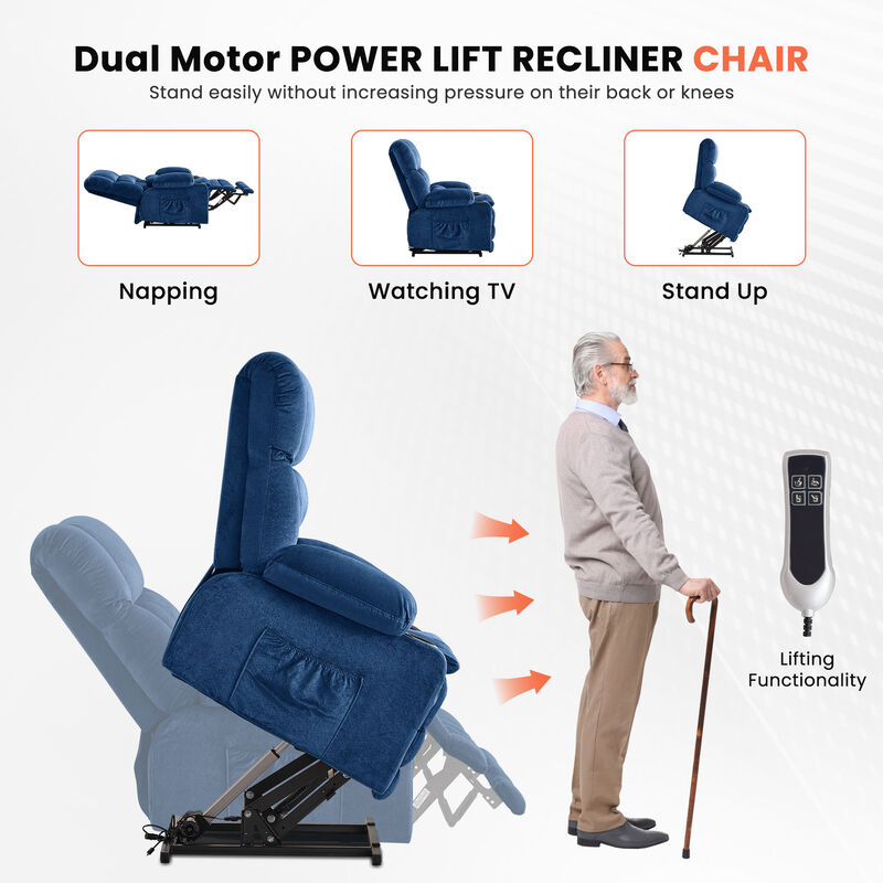 Fabric Power Recliner with Massage and USB Port