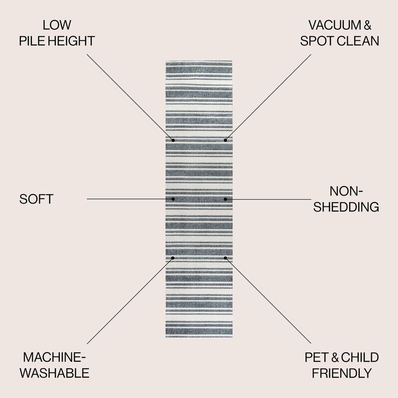 Fawning Two-Tone Striped Classic Low-Pile Machine-Washable Area Rug
