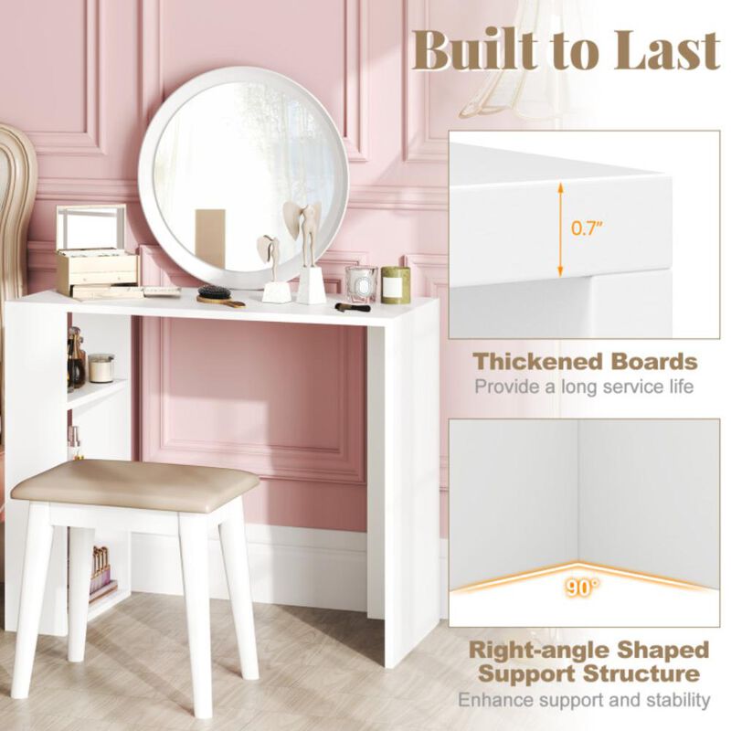 Hivvago 36 Inch White Computer Desk with 3 Open Shelves for Home Office Study