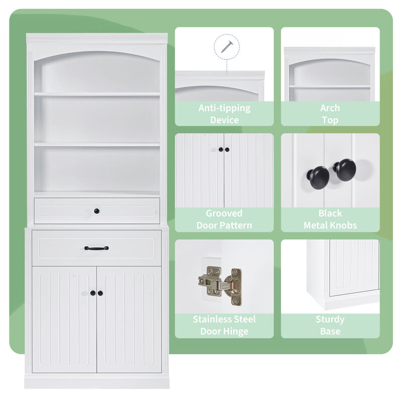 Merax White Bathroom Storage Cabinet with Two Doors