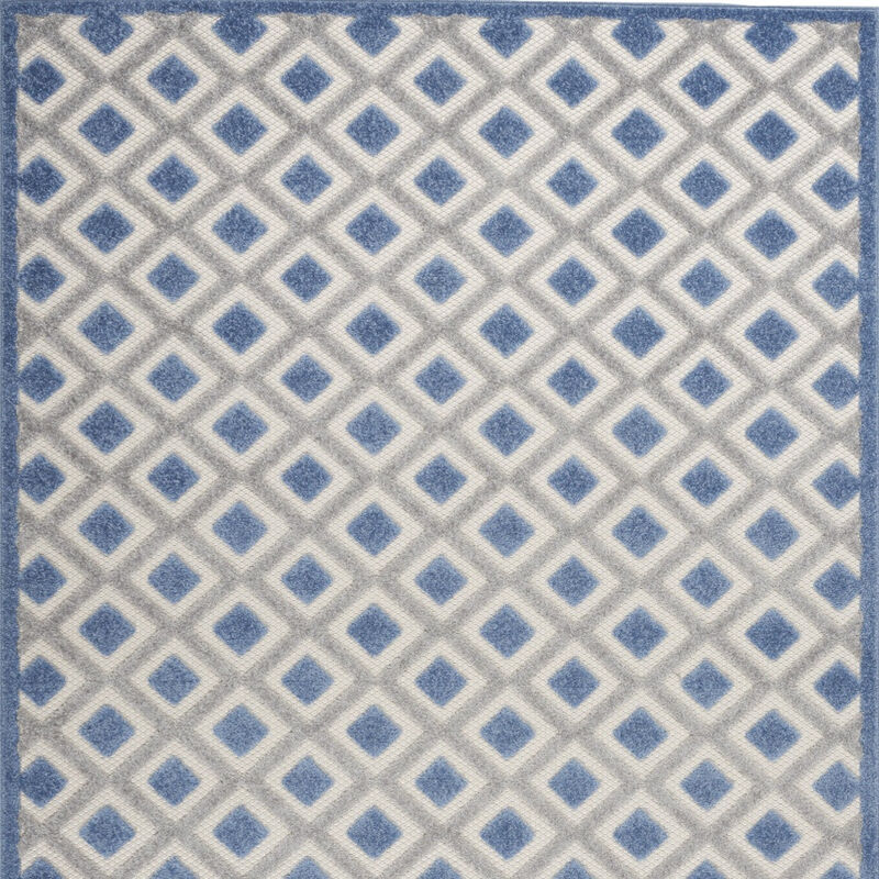 HomeRoots 4' X 6' Blue And Gray Geometric Indoor Outdoor Area Rug image number 2