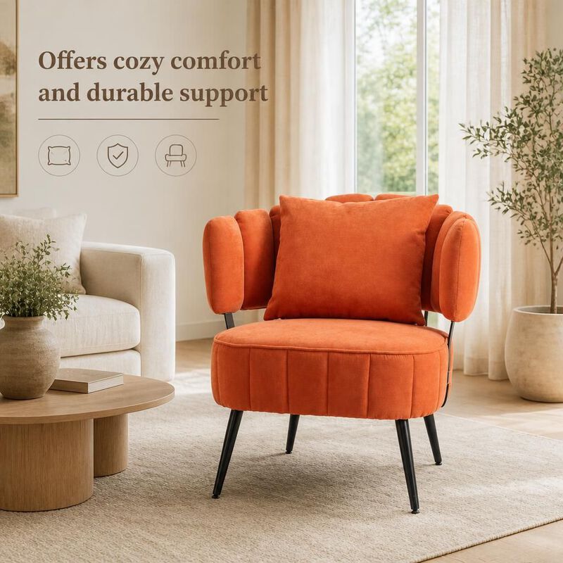 GOODSILO Compact tub accent armchair with pocket coil support, soft chenille upholstery, ideal for small spaces and reading nooks image number 4