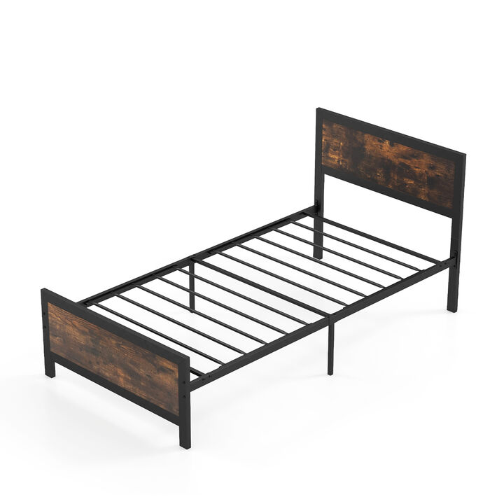 Bed Frame with Headboard and Footboard for Sturdy Support and Classic Bedroom Style