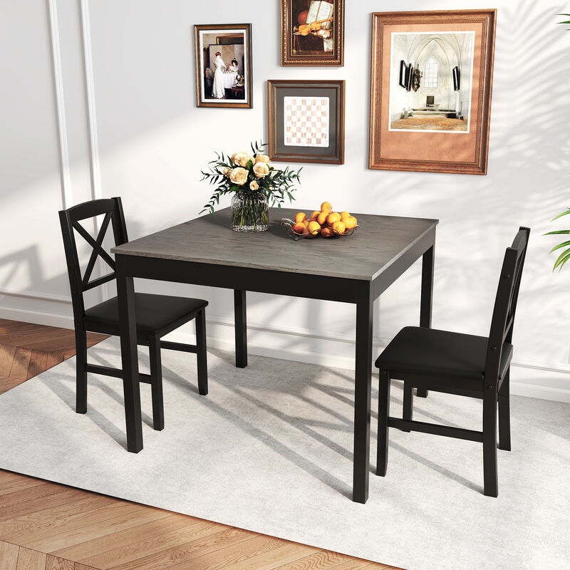 Square Wooden Dining Table Set for 2 with 3 Pieces