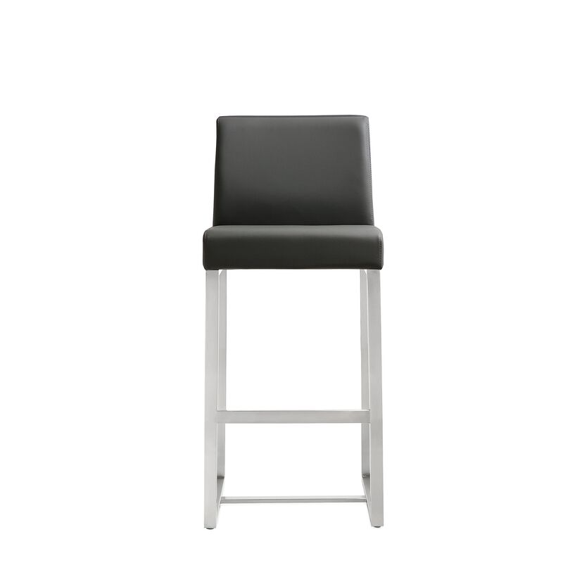 Tov Furniture Denmark Grey Performance Vegan Leather and Stainless Steel Counter Stool - Set of 2 image number 3