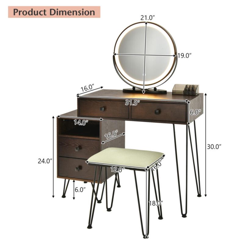 Hivvago Modern Dressing Table with Storage Cabinet