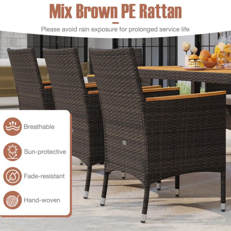 Hivvago 9 Piece Outdoor Dining Set with Acacia Wood Table Top