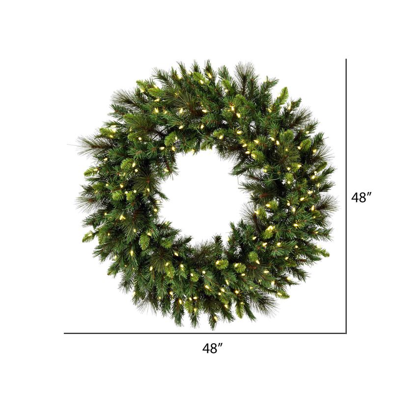 Vickerman Bangor Mixed Pine Artificial Christmas-Wreaths, 48"", Green, G193748LED image number 2