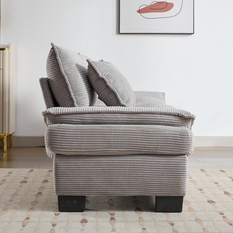 Merax Corduroy Sofa Loveseat Sofa with Pillows