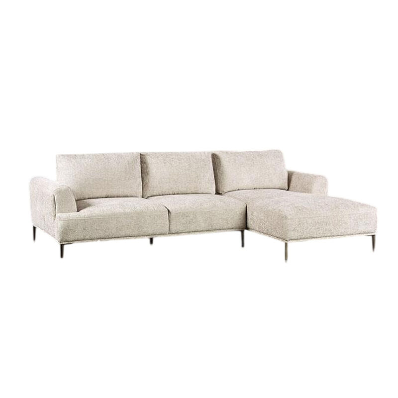 Batty L Shaped Sectional Chaise Sofa, Light Brown Chenille, Adjustable