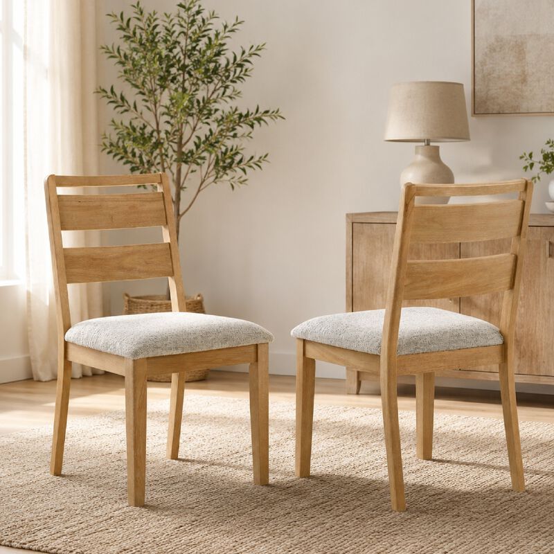 Brion Ladderback Dining Chair, Set of 2, Boucle Fabric, Wash Oak Wood image number 8