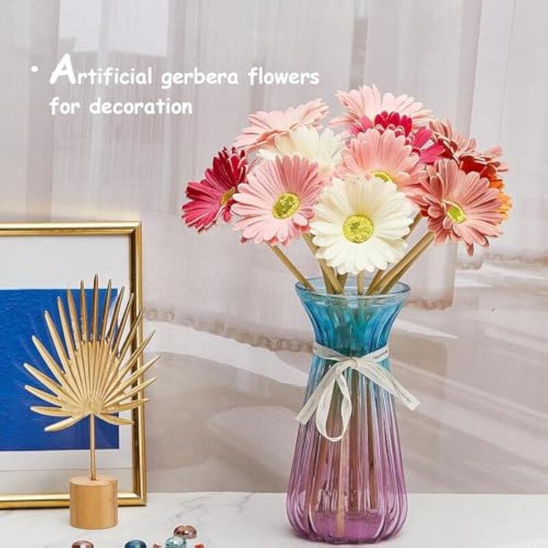 18 Piece Orange Artificial Daisy Flower Stems Wedding Centerpiece Decor image number 3