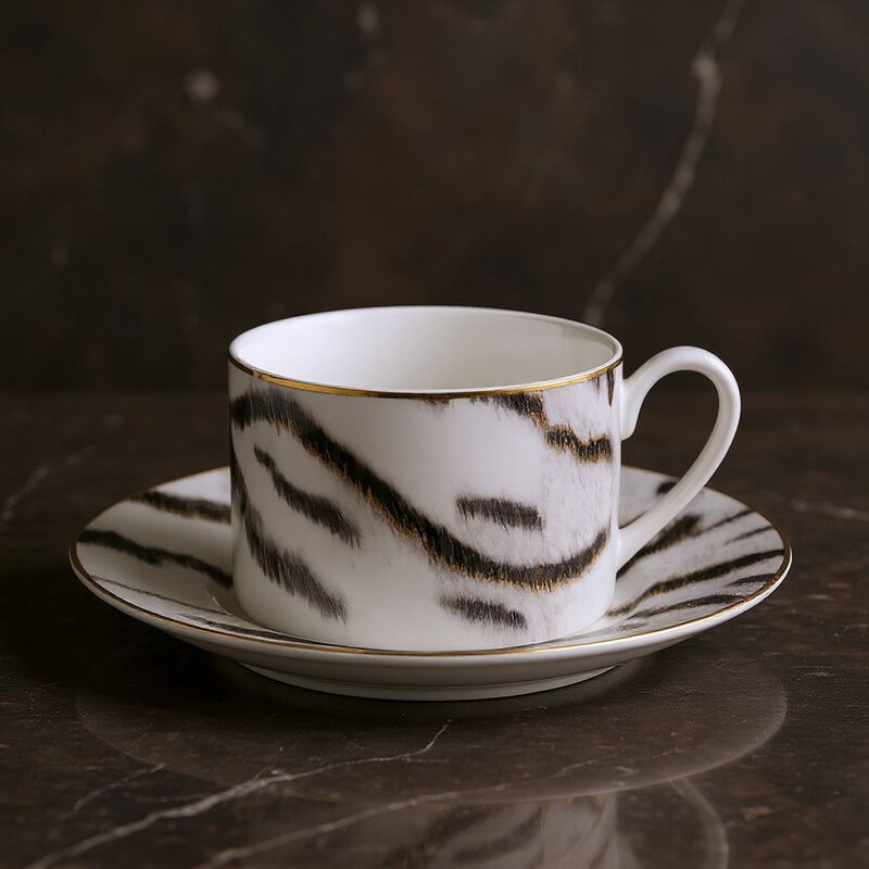 Tea Cup & Saucer TIGER Set of 2 in Luxury Box diam. 3.3", H 2.3", cap. 7.5 oz, Saucer diam. 6" image number 2