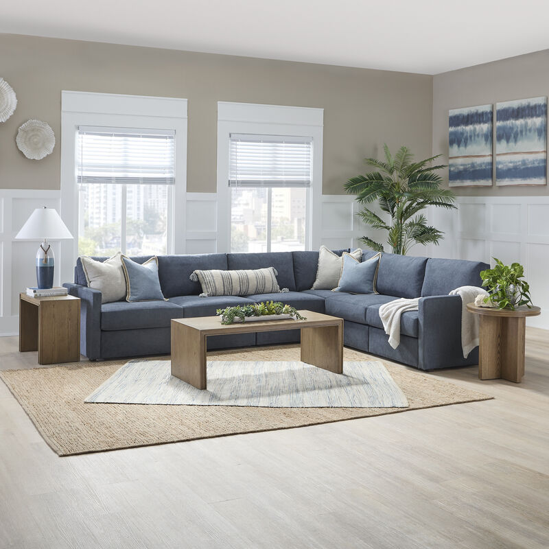 Flex Denim 6-Seat Sectional with Narrow Arm