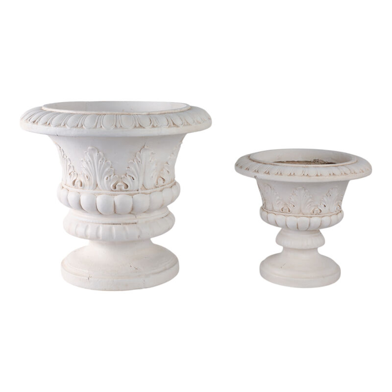 S/2 16/22" Traditional Urn Planters, Ivory image number 1