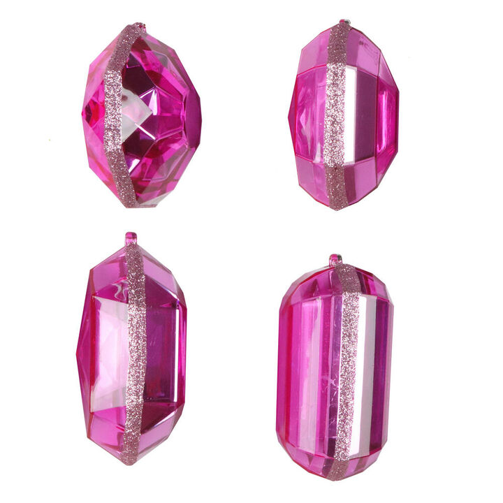 Vickerman 775257-4-5" Mauve Jewel Glitter Christmas Tree Ornament Assortment (4 Pack) (MT233245)