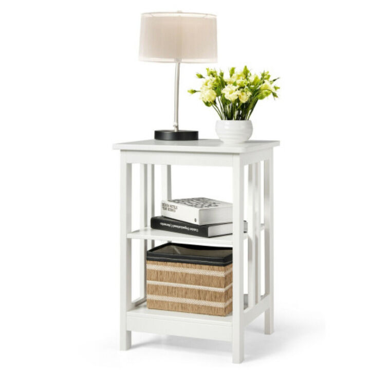 3-Tier Nightstand Side Table with Baffles and Corners