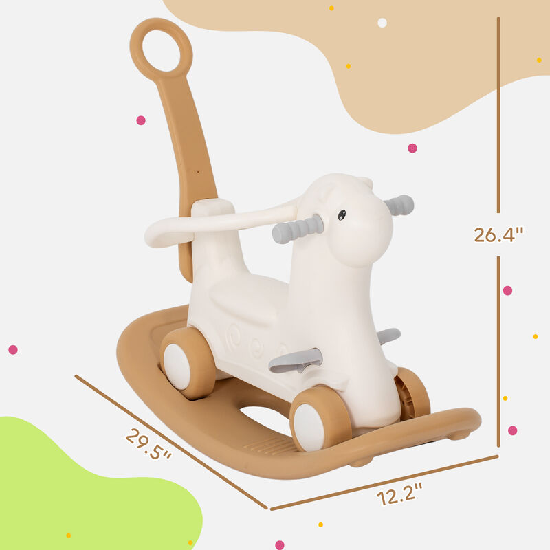 BreeBe 4-in-1 Kids Rocking Horse with Parent Push Handle image number 2