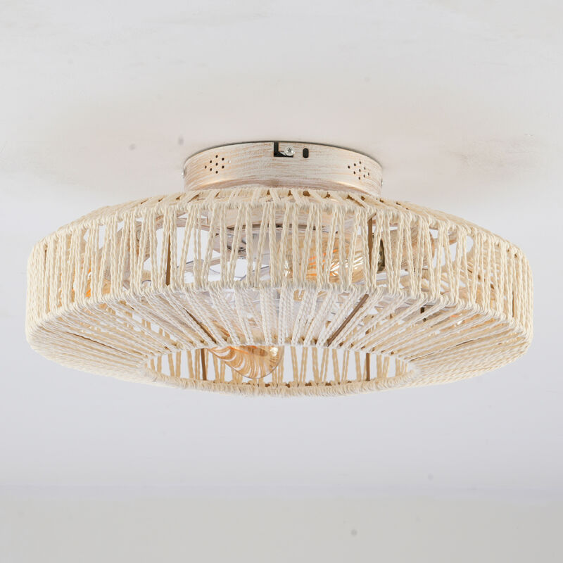 Low Profile Caged Ceiling Fan with Light and Remote Control image number 6