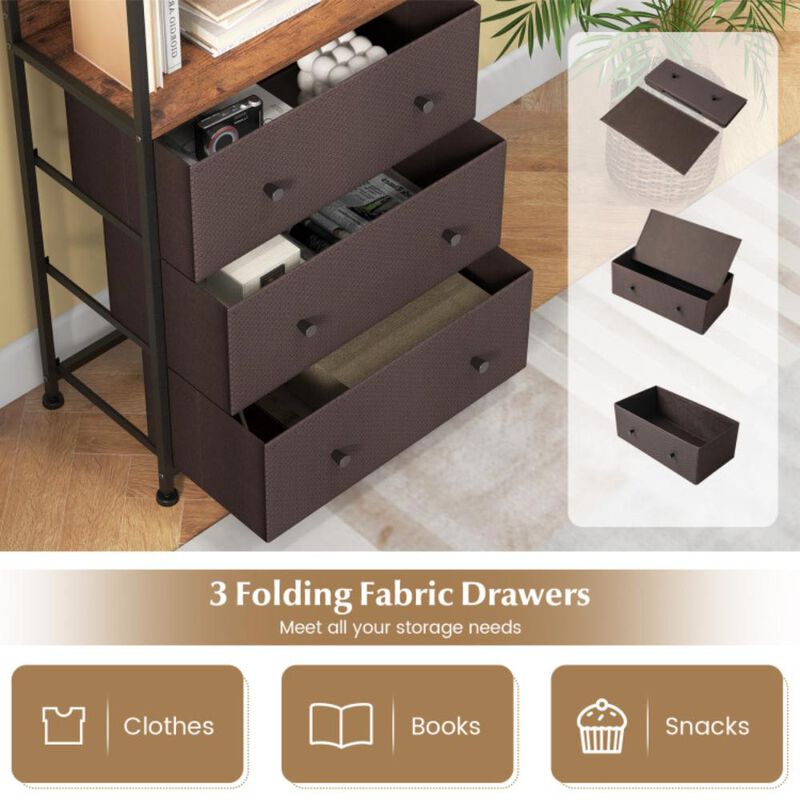 Hivvago Chest of Fabric Drawer with 3 Folding Fabric Drawers and Anti-tipping Devices