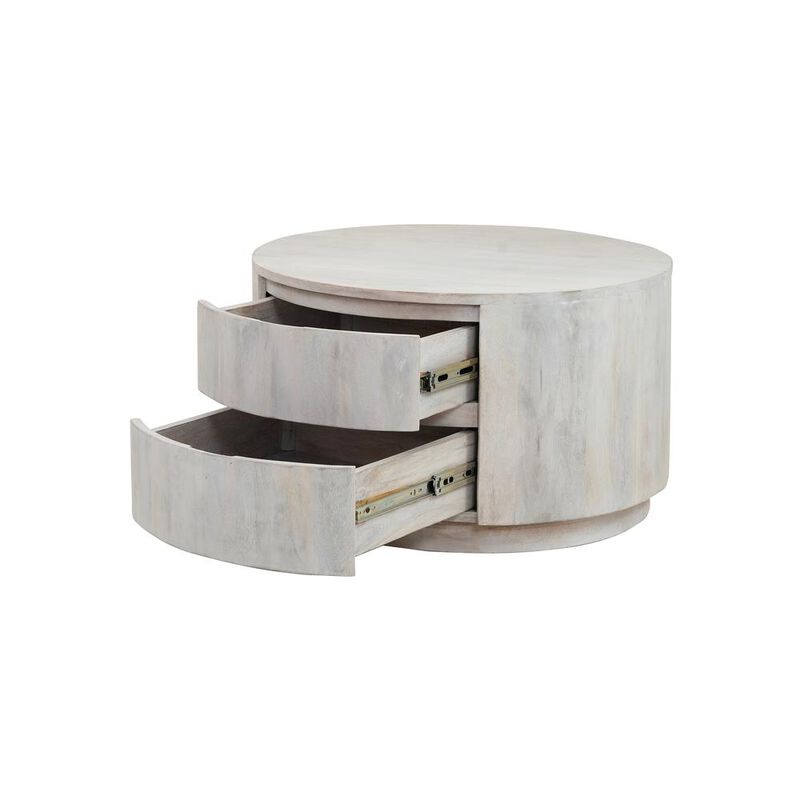 Carolina Living Christa 2-Drawer 30 Round Coffee Table - Whitewash
