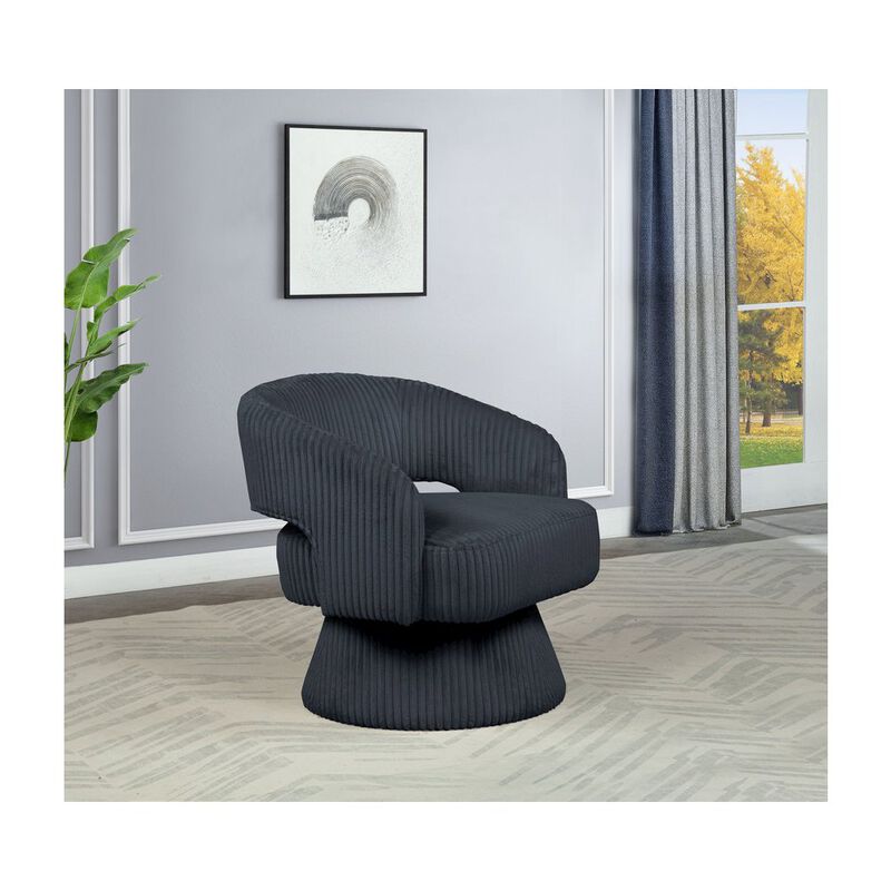 Best Quality Furniture Dark Grey Velvet Swivel Accent Barrel Chair