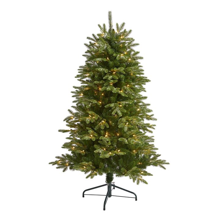 Nearly Natural 5-ft Snowed Grand Teton Artificial Christmas Tree with 150 Clear Lights and 462 Bendable Branches