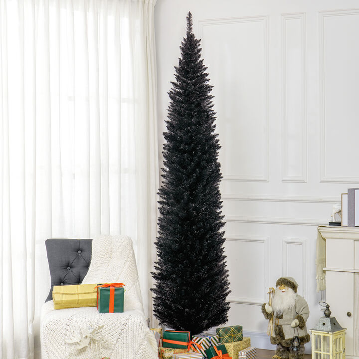 BreeBe 8FT Unlit Pencil Artificial Christmas Tree with 618 Tips