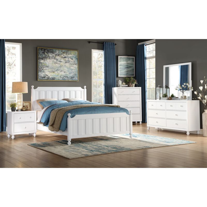 Transitional Look White Finish 1pc Nightstand of Drawers Wood knobs Turned Feet Modern Bedroom Furniture