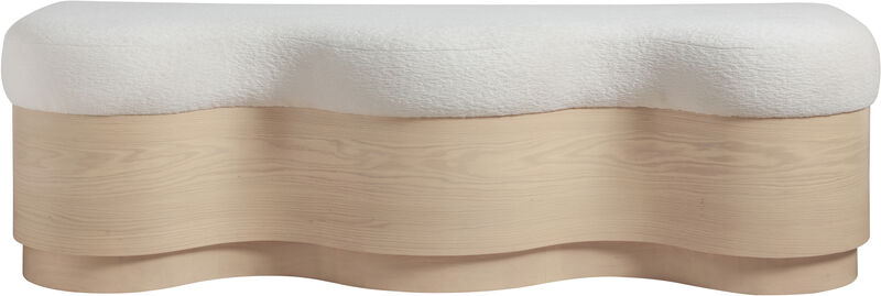 Meridian Furniture Savoy Cream Velour Fur Fabric Bench