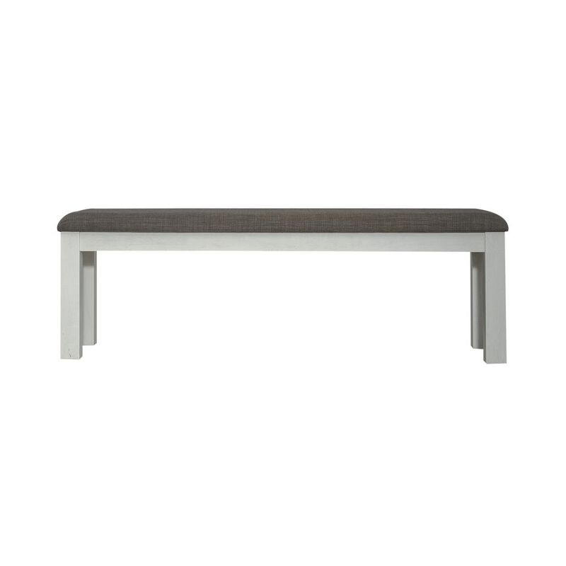 Liberty Furniture Brook Bay Upholstered Dining Bench in Textured White w/ Carbon Gray Top image number 2