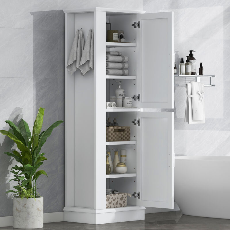 Merax Freestanding Bathroom Storage Cabinet with Hook