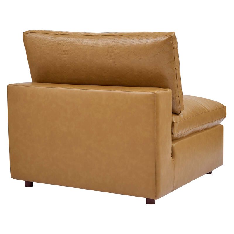 Commix Down Filled Overstuffed Vegan Leather Armless Chair image number 3