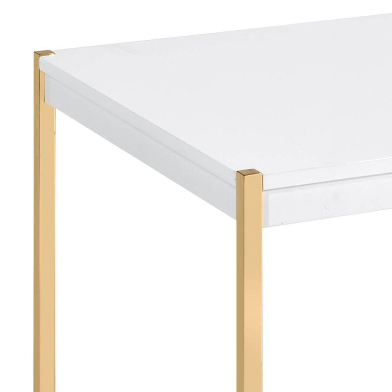 Plethoria Home White and Gold Rectangle Coffee Table