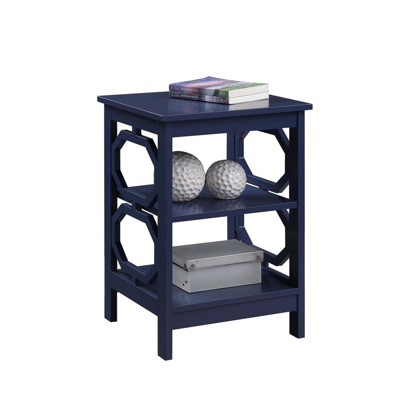 Convenience Concepts Omega End Shelves Table, Cobalt Blue